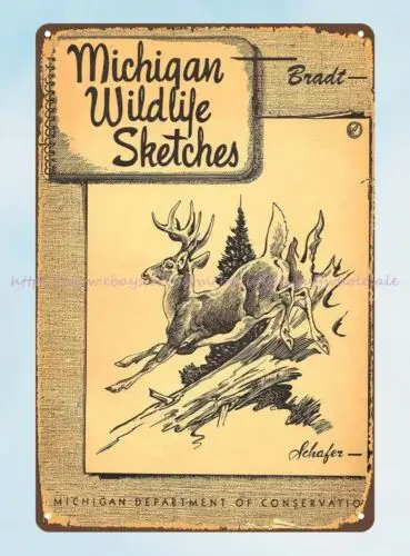 om decor Conservation 1947 Wildlife Sketches DNR Collectible tin sign