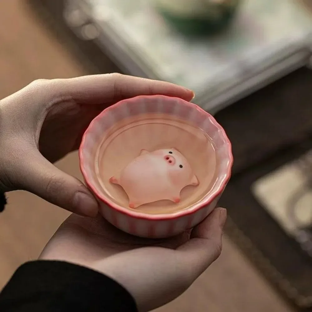 

1pc Ceramic Cartoon Tea Cup Pig Spit Bubbles Under Cup Bottom Teacup Espresso Cup Water Mug Funny Gift 2025