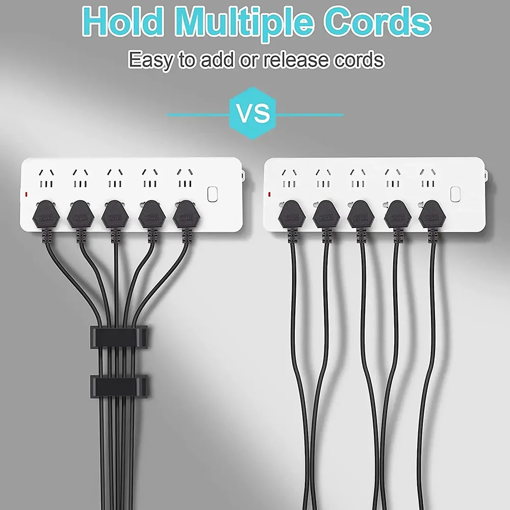 10Pcs Self Adhesive Cable Management Clips Cable Organizers Wire Clips Cord Holder for TV PC Ethernet Cable under Desk Home Off