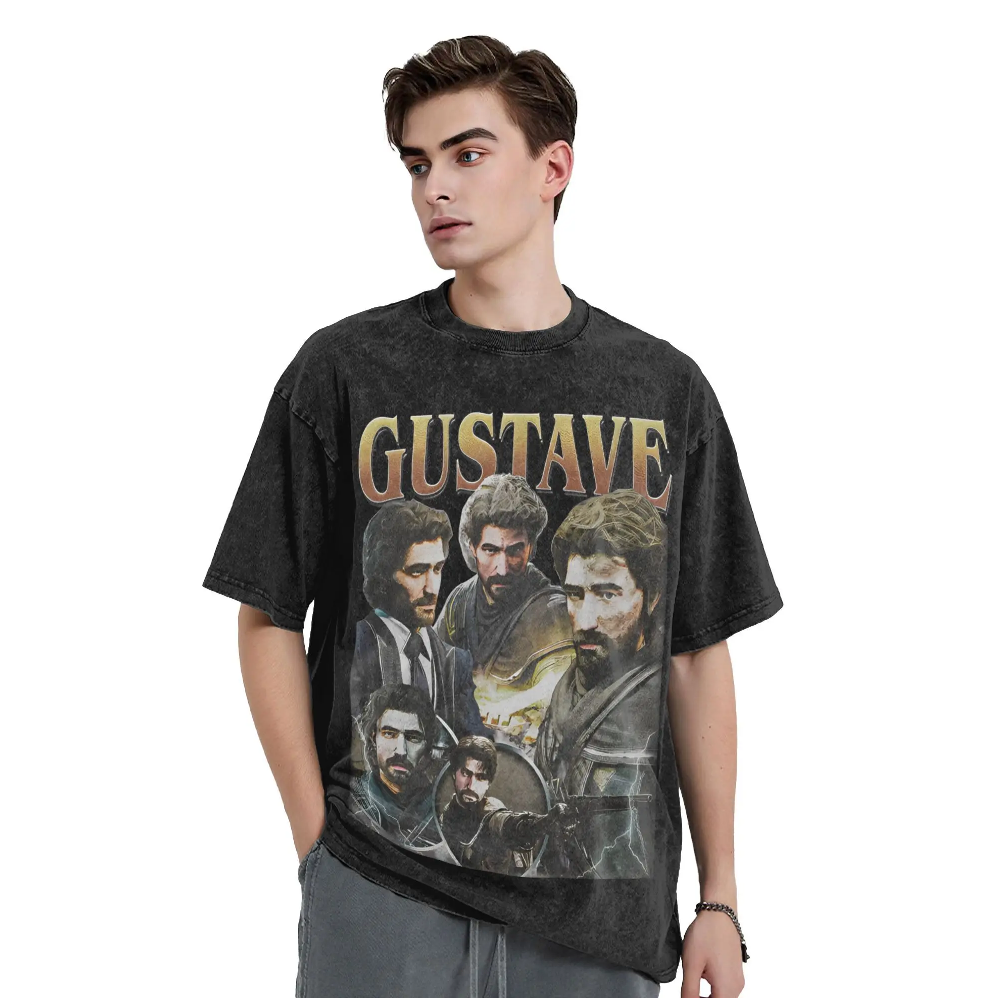 Gustave Expedition 33 Men T Shirt Washed Fashion Tees Short Sleeve Crewneck T-Shirt Classic