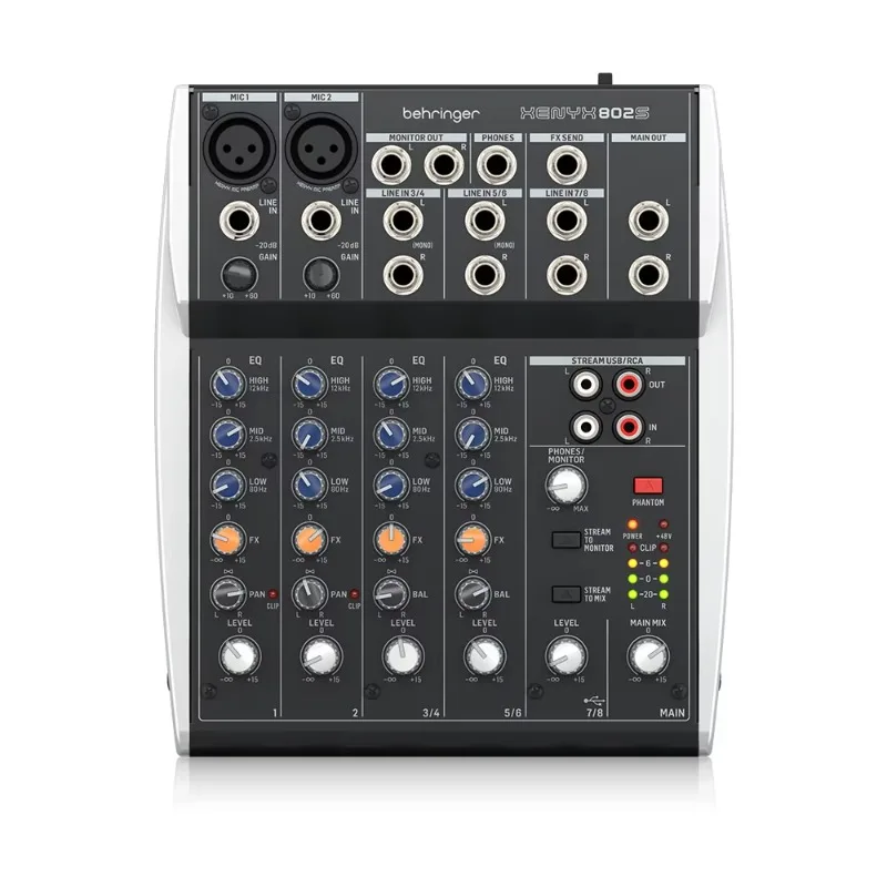 

Behringer XENYX 802S 8-channel Analog Mixer with USB Streaming Interface 24-Bit Pa System Live Sound Podcasting