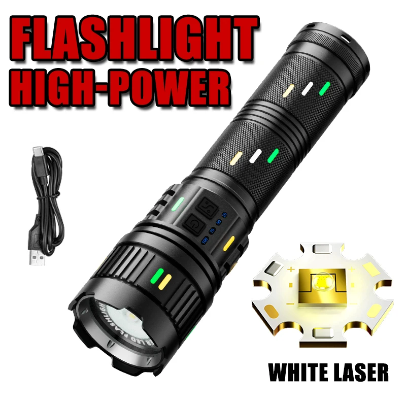 Ultra Powerful LED Flashlight Super Bright Long Range Tactical Zoom Emergency Torch Camping Lantern WIth Power Display Function