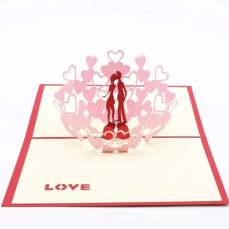 1 pz 3D Biglietto di auguri di San Valentino Amore Benedizione Confessione di Amore Commemorativo di San Valentino Scava Fuori Carta 10x15 cm