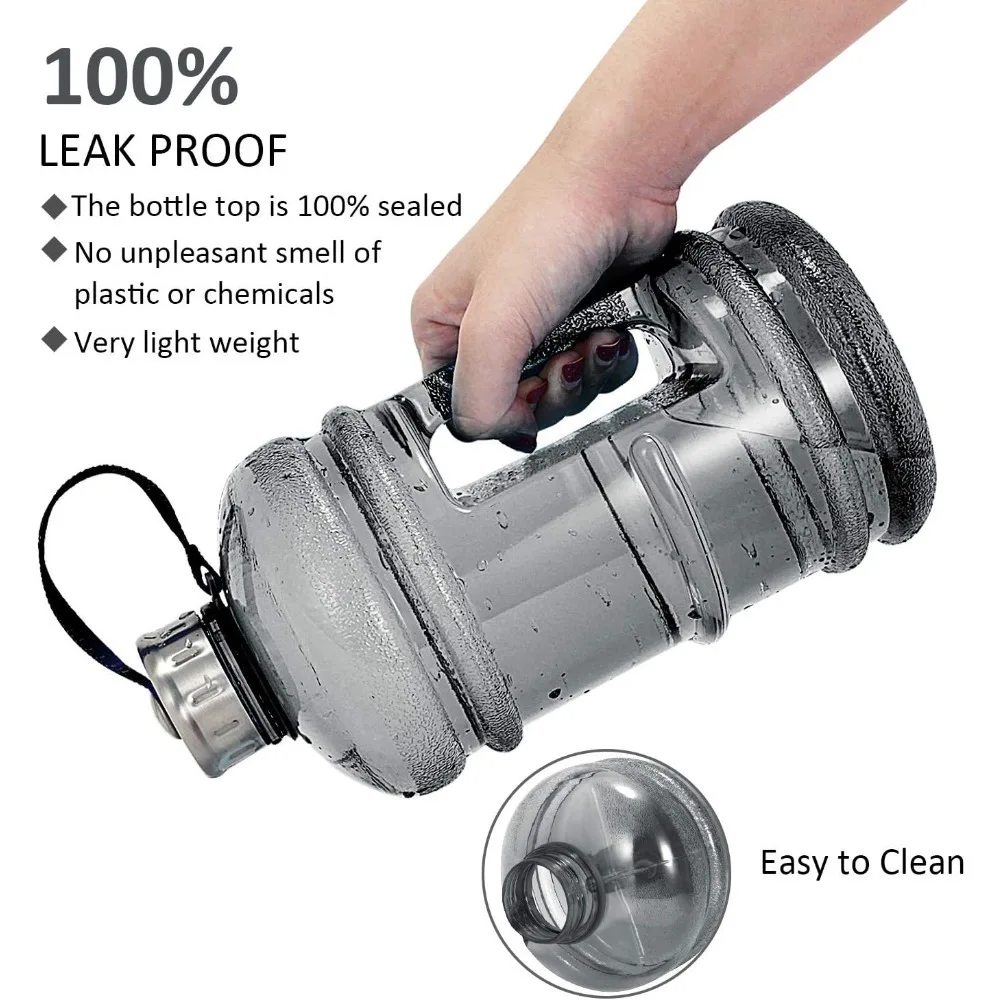 2.2L/73OZ زجاجة مياه نصف جالون كوب كبير مقاوم للتسرب رياضي طن مع مقبض حاوية مياه الشرب البلاستيكية لصالة الألعاب الرياضية في الهواء الطلق