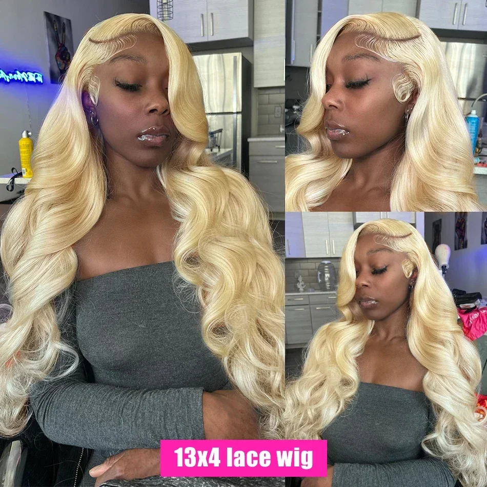 13x4 Blonde Lace Front Wig Body Wave Human Hair 613 Hd Lace Frontal Wig Pre Plucked With Baby Hair for Women 38 Inch Long Hair