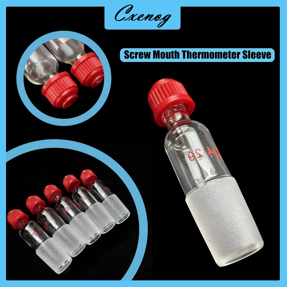 24x29 Glass Screw-Thread Thermometer Adapter to Protect Thermometers from Corrosion for Laboratory Glassware