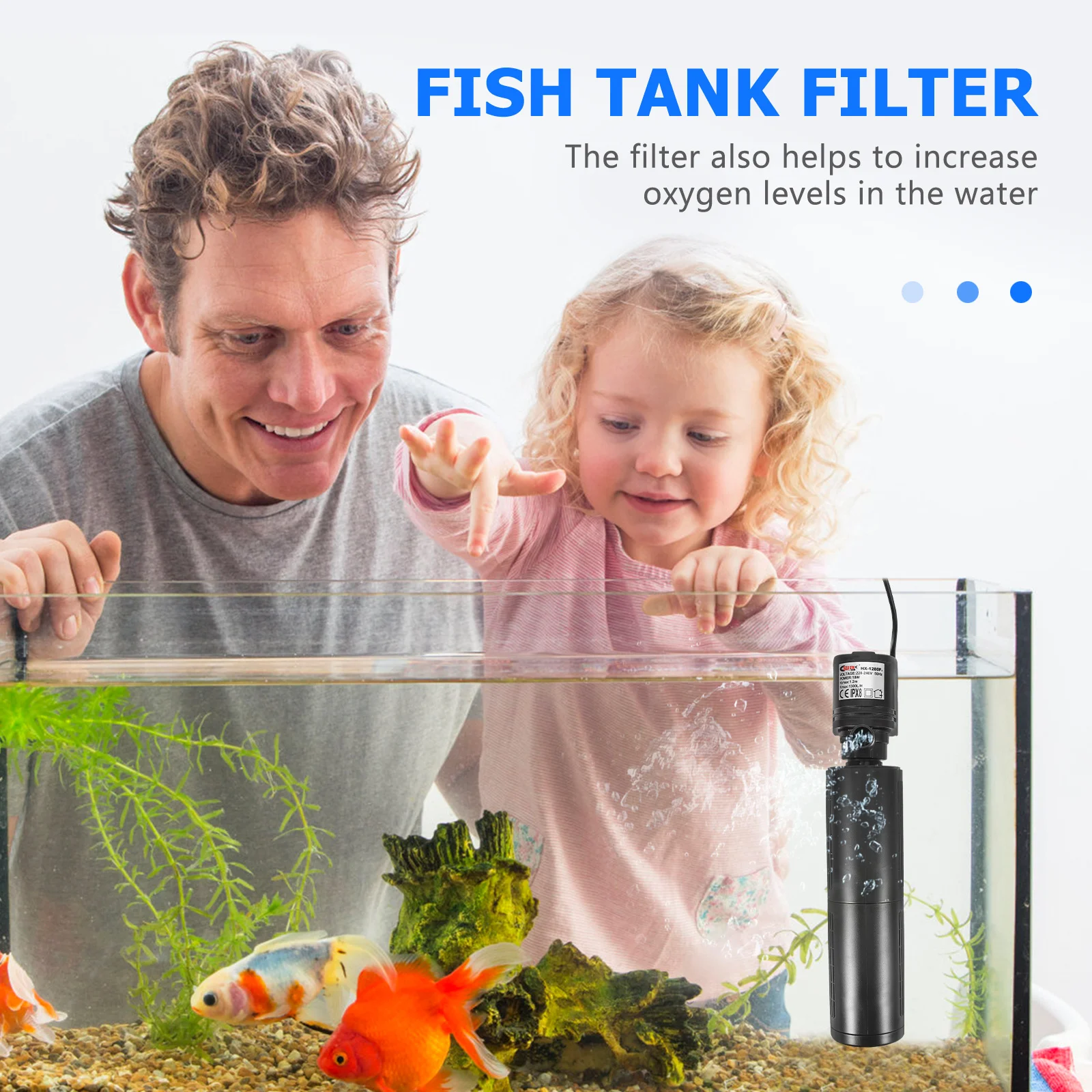 

Aquarium Internal Filter Multi-Functional Compact Submersible Power Filter Small Fish Tank Cleaner Oxygenating Water Pump