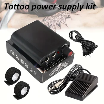 Kit inicial de tatuagem completo – fonte de alimentação 4V-12V, pedal, bandagens de tatuagem e acessórios sem perfume para artistas