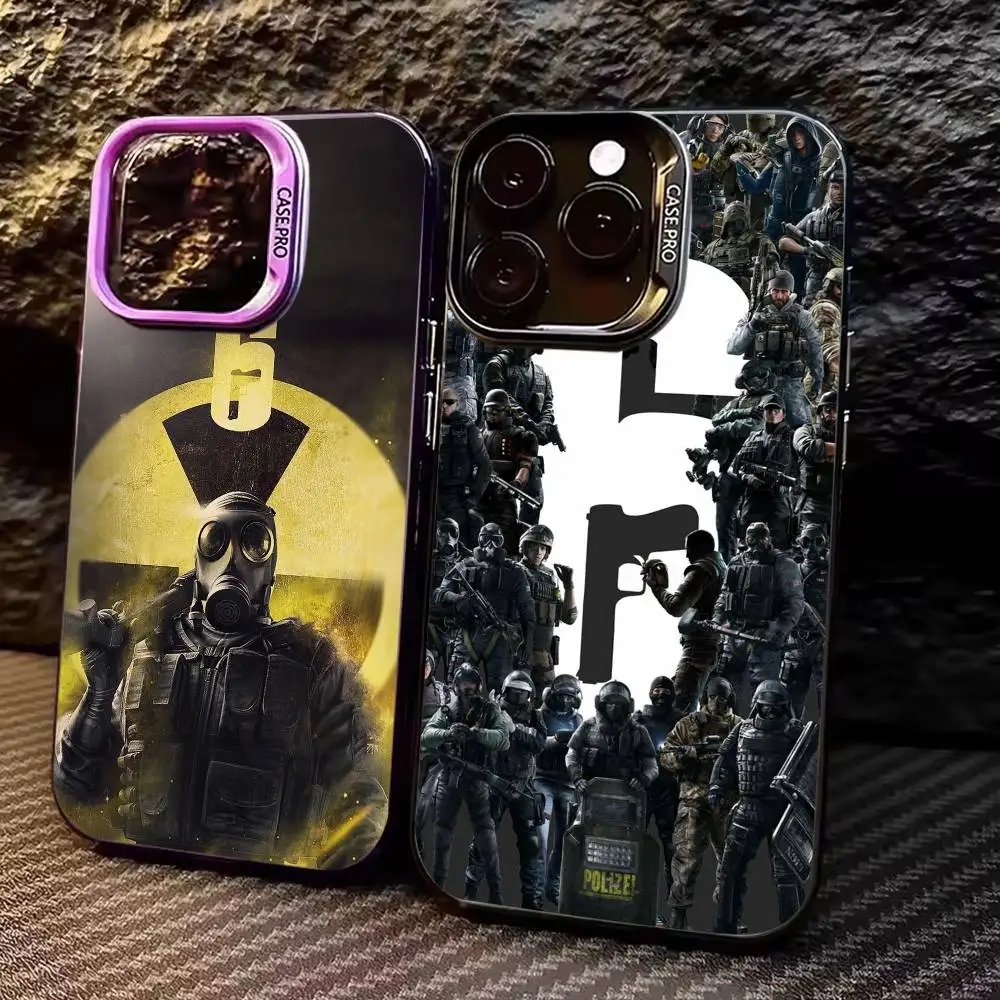 

Game Shooting R-Rainbow S-Six S-Siege-s Phone Case For iPhone 17,16,15,14,13,12,11 Plus,Pro Max,Colored Silver Phone Case