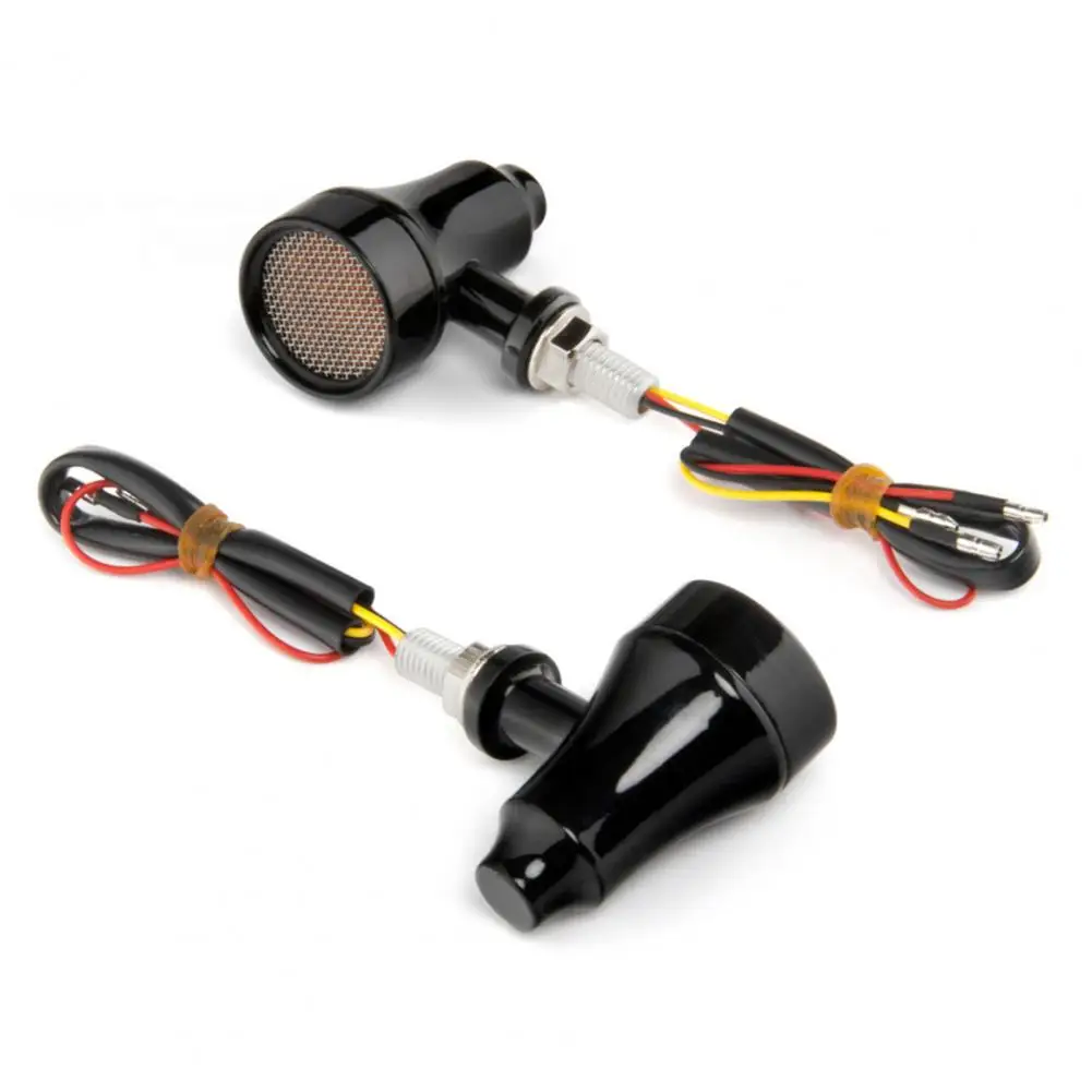 

Motorcycle Signal Light 1 Pair Excellent Horn with Net Black Motorcycle Flasher Turn Signal Lamp Motorbike Parts