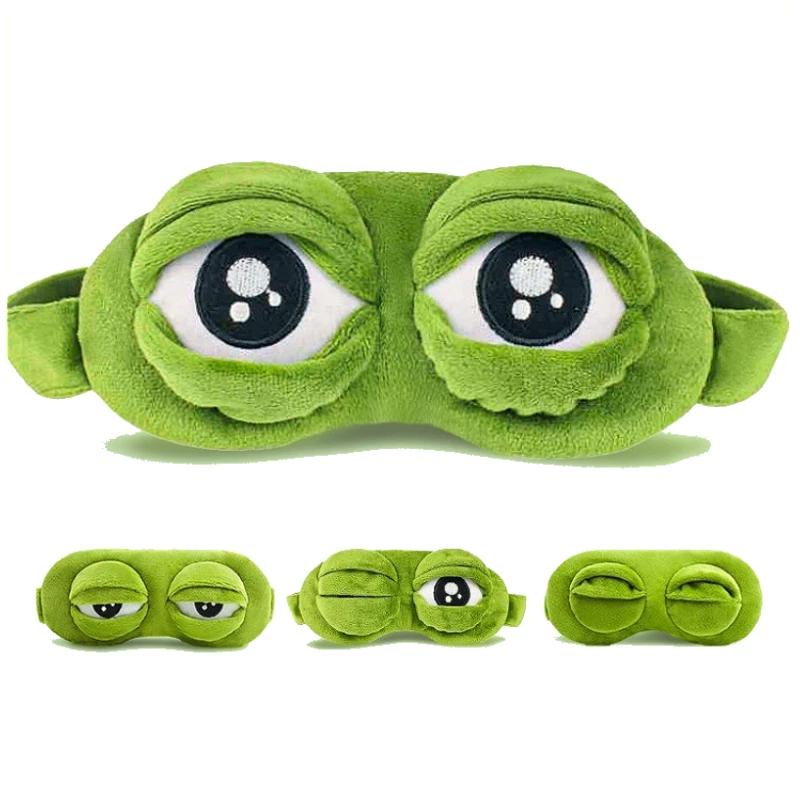 1pc 3D Sad Frog Sleep Mask Complete Blackout Eye Cover Soft Breathable Blindfold for Side Sleeper Travel Men Women  Sleep Mask