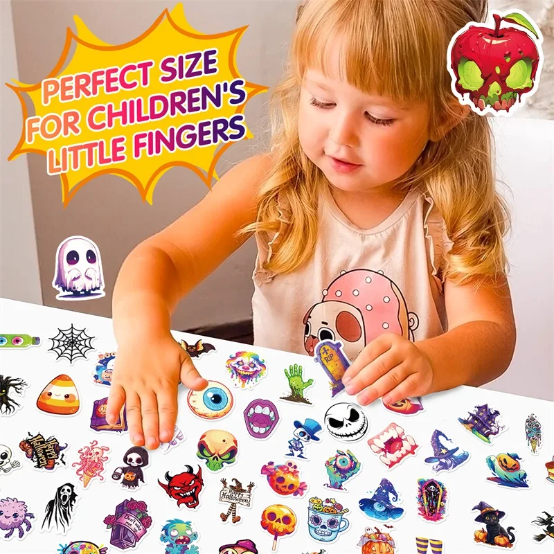 50PCS Halloween Death PVC Sticker Aesthetic Decoration Scrapbooking Korean Stationery Hand Accounting Tools Supplies for Kids