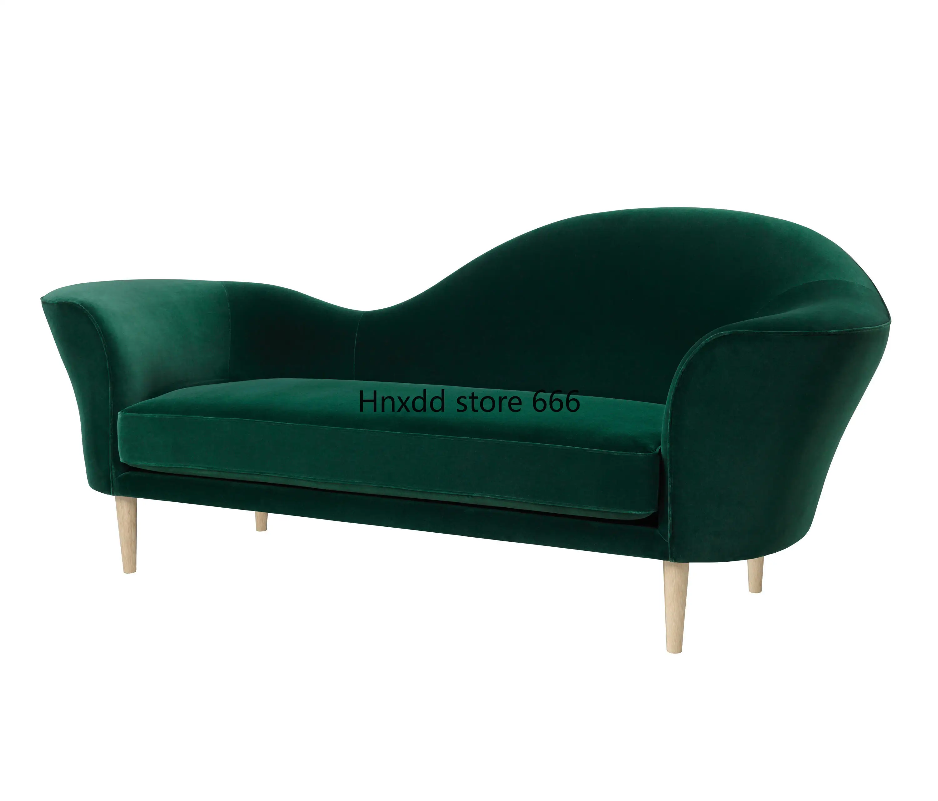 Fabric sofa live stream rest three-seat soft dark green armchair