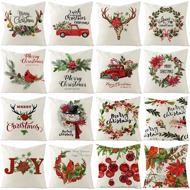 

Home Decor Merry Christmas Pillowcase Christmas Cushions Sofa Covers Cushion Covers Pillow Christmas Gifts funda de almohada