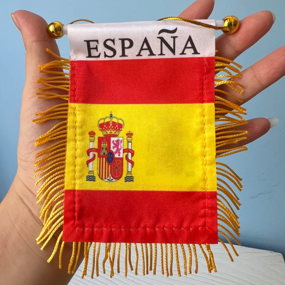 Spanish Window Hanging Flag Spanish Flag 10x14cm Double Sided Mini Flag Banner Car Rearview Mirror Decoration