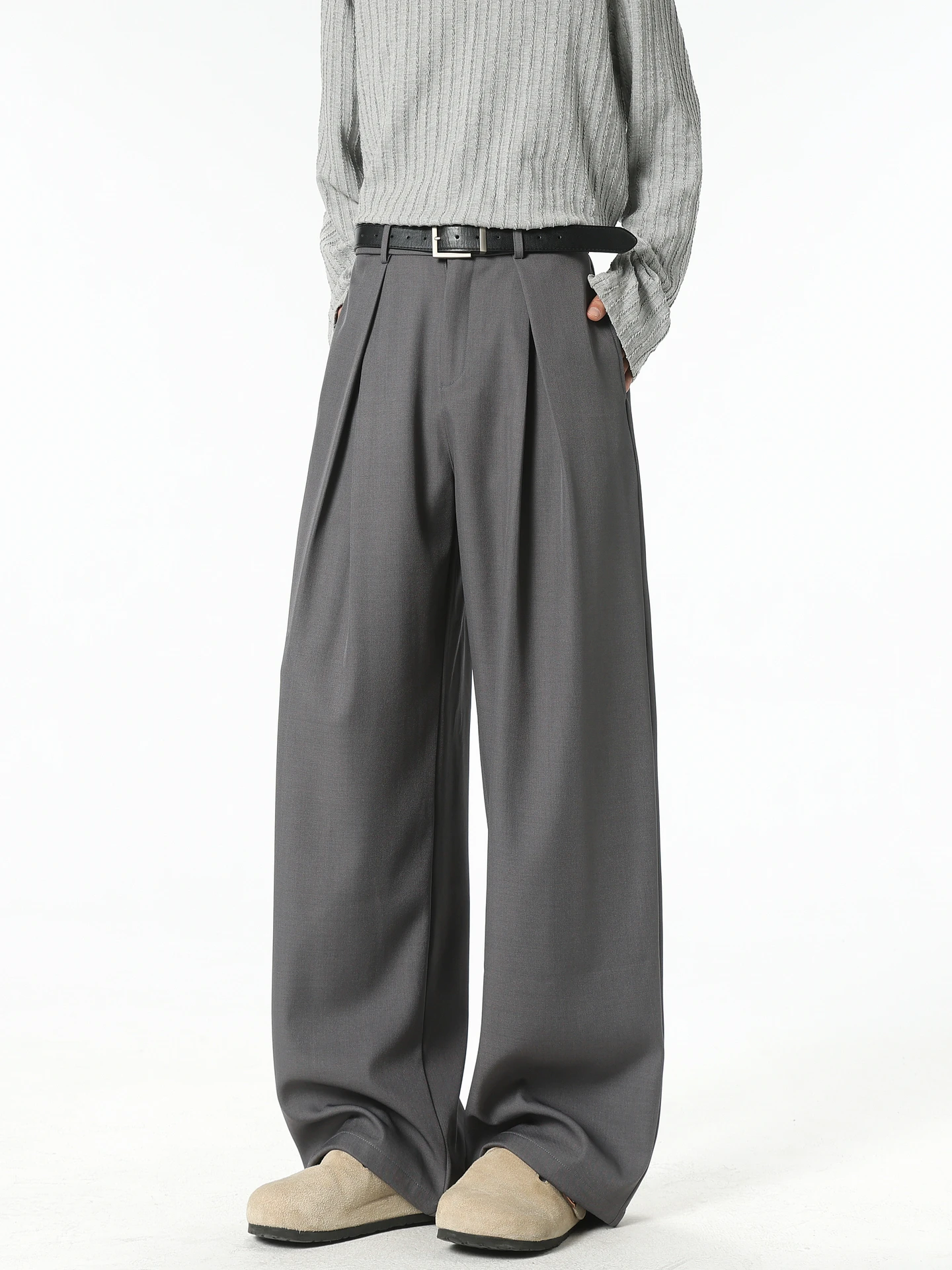 

Casual Straight Leg Pants Men Women Vintage Loose High-End Feeling Match All Pure Color Drapey West Pants Youth Spring Wear