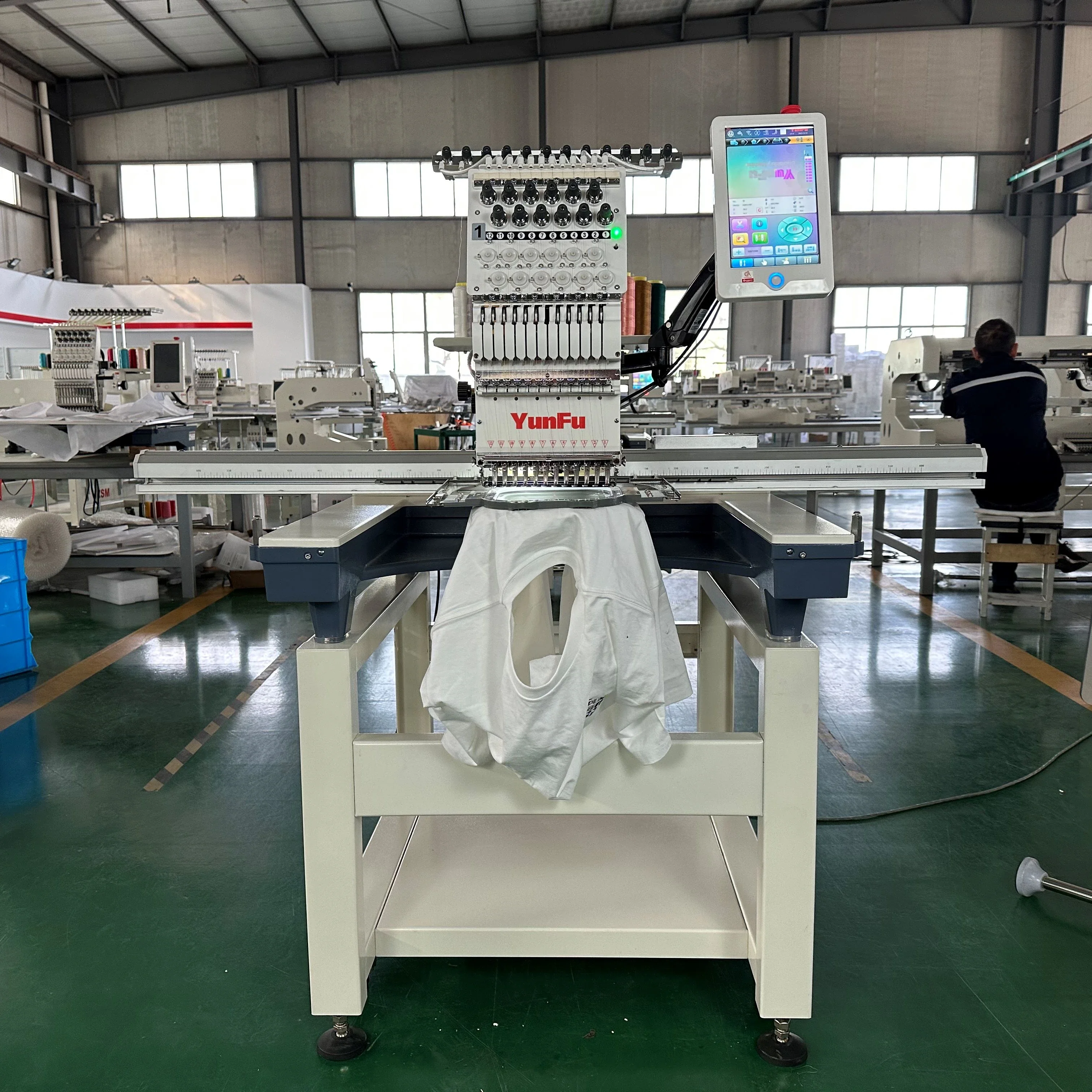 2 Years warranty single head 12 15 needles embroidery machine big area automatic cap t shirt embroidery machine