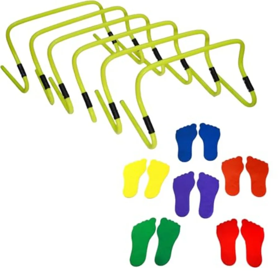 

Obstacle Challenge Training Bundle Adjustable 6 12 Dual Height Agility Hurdles Pack of 6 with Feet Spot Markers Set of 6 Pairs