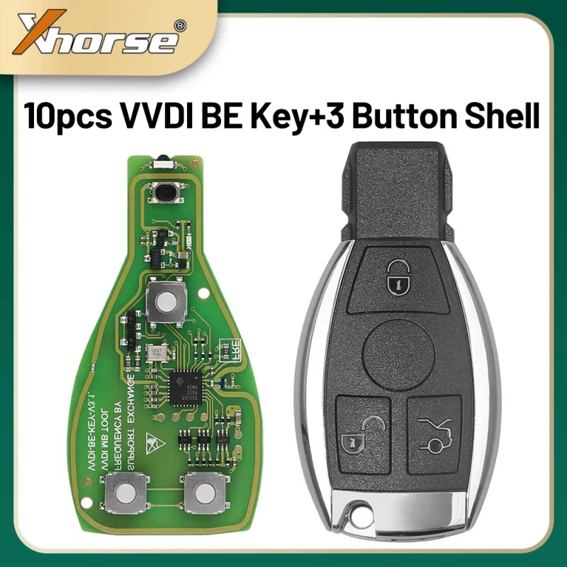 

10 шт. Xhorse VVDI BE Key Pro с умным корпусом для ключа, 3 кнопки для Mercedes Benz, получите 10 бесплатных токенов для телефона