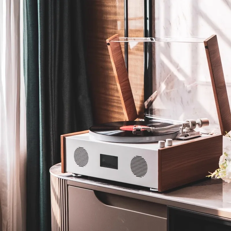 Retro Integrated Vinyl Turntable Household Bluetooth Audio Phonograph Decorative Gift Audio Player