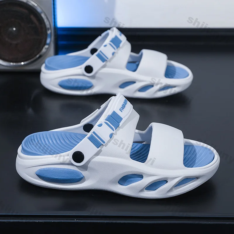 

Мужские сандалии, новые летние уличные дышащие нескользящие сандалии на мягкой подошве, легкие удобные модные тапочки, увеличивающие рост