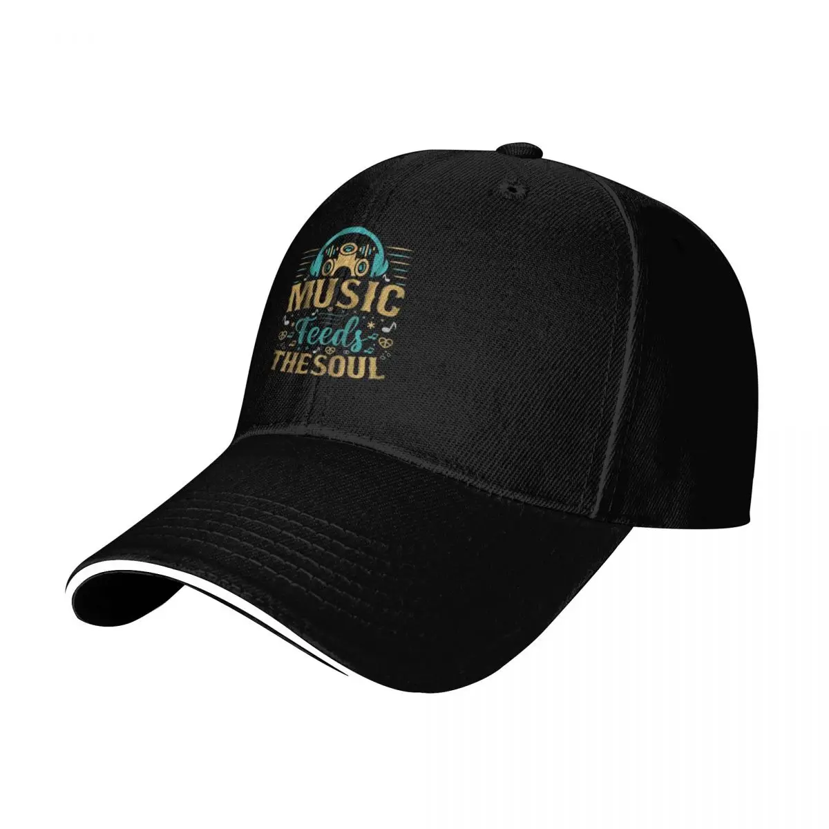 music feeds my soul Baseball Cap Six Panel Structured Crown Sun Protection UPF 50+ Breathable Mesh Back