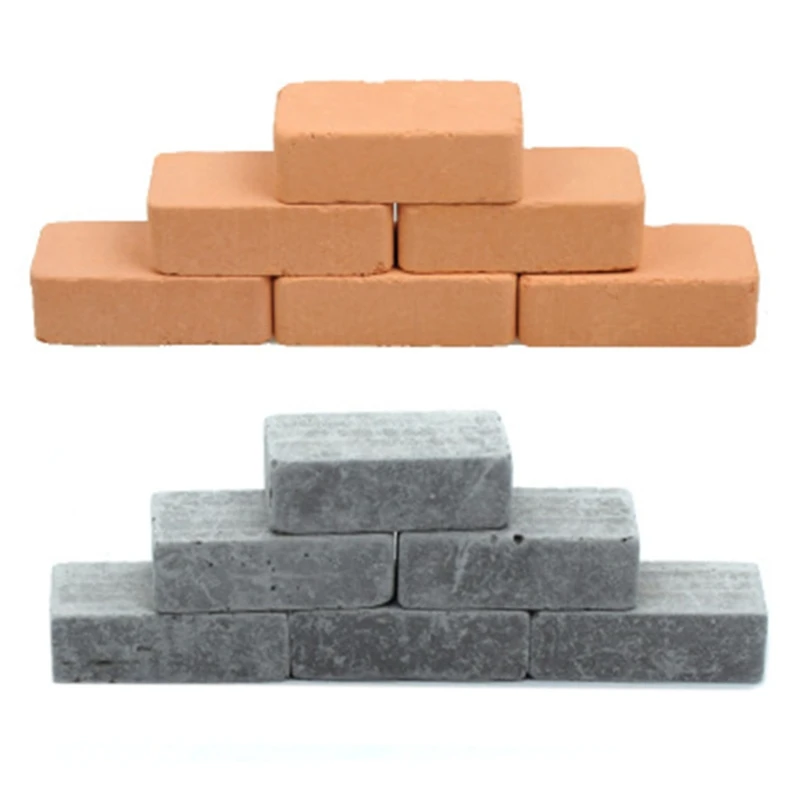 

100 Pieces Mini Portable Dollhouse Decoration Clay Made Realistic Brick