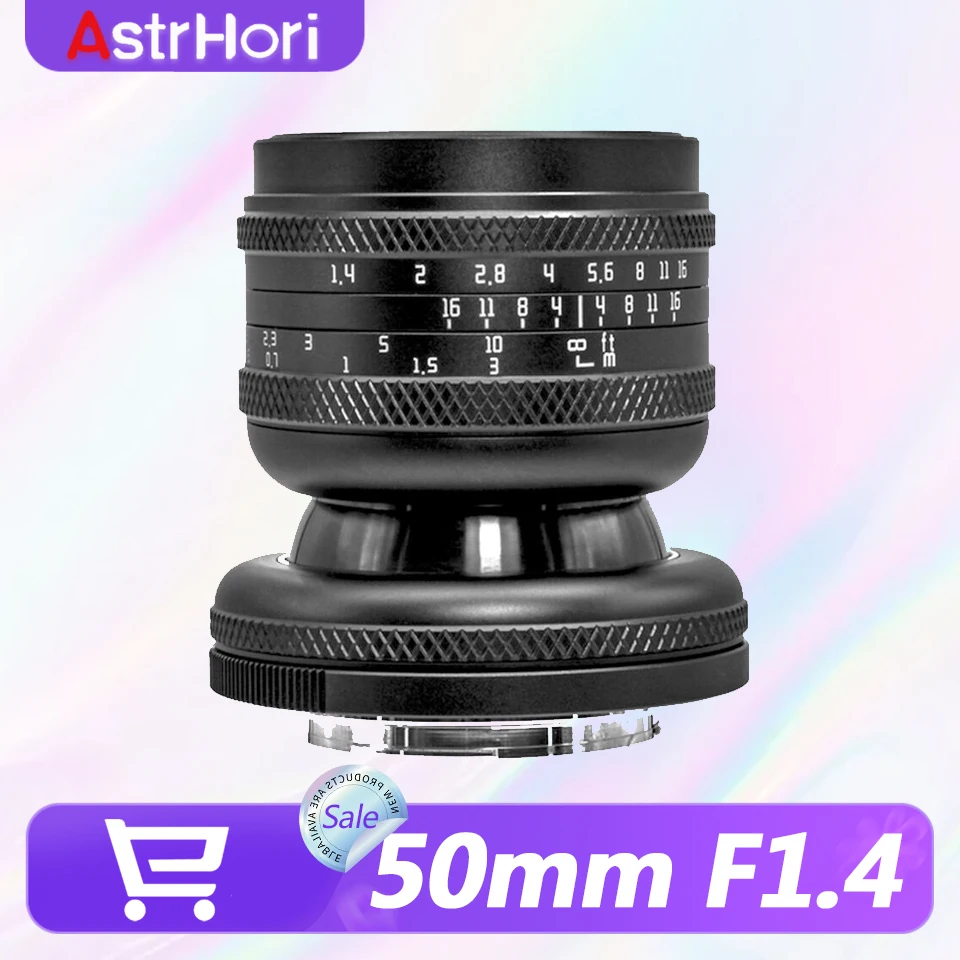 

Объектив AstrHori Tilt 50mm F1.4 с большой апертурой для полнокадровых беззеркальных камер, для гуманитарной фотографии, с креплением E, FX, RF, L, M43