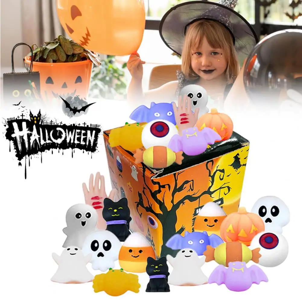 Stress Relief Squeeze Toy Halloween Theme Toy 24pcs Halloween Squeeze Toy Set for Stress Relief Slow Rebound Tpr Ghost for Ages