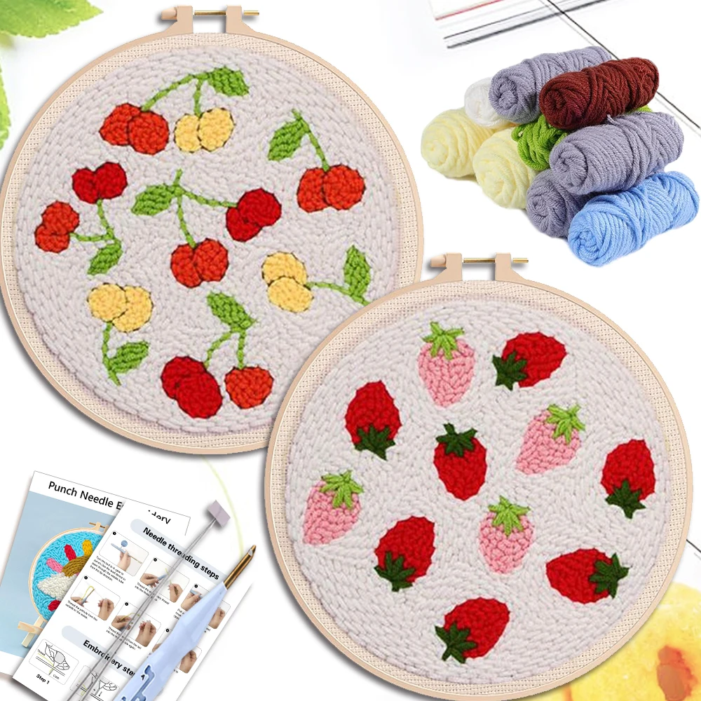 

Blue Little Flowers Punch Needle Kits Frame Interior For Adults Flower Diy Punch Needle Embroidery Art Supplies Decor Artwork