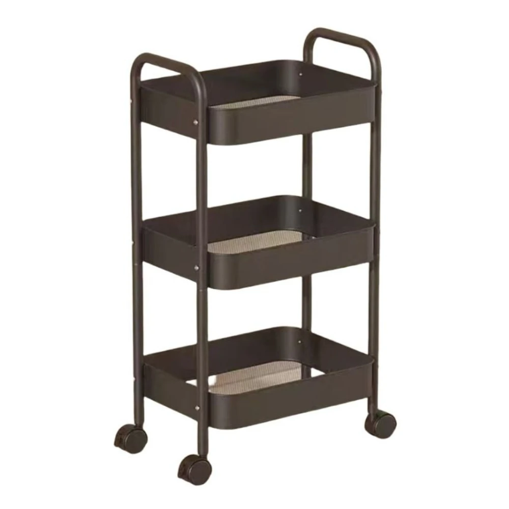 

3-layer Snacks Storage Rack with Wheels Multi-Purpose Kitchen Trolley Movable INS Mobile Rolling Cart Bathroom Organizer
