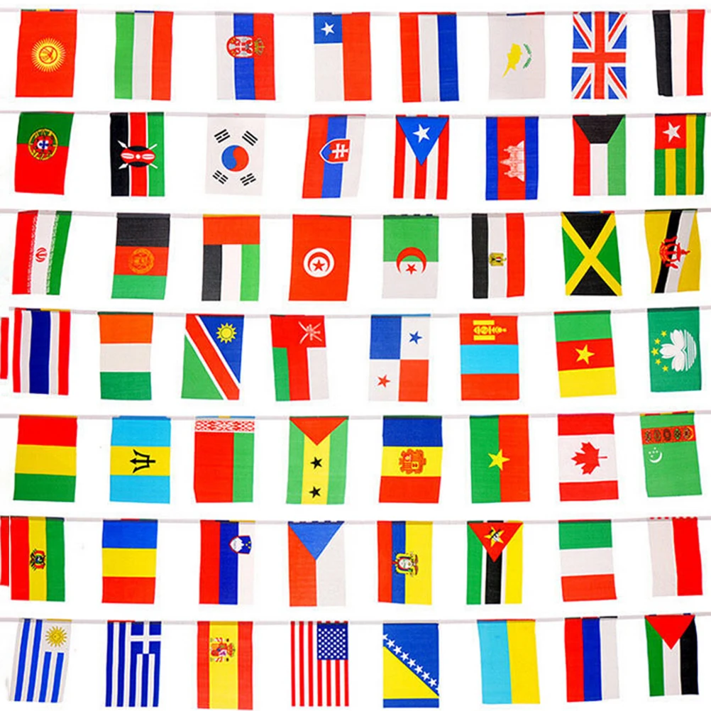 100 Pieces 25M Different Country String Flags International World Banners Bunting Bars Home Party Decorations