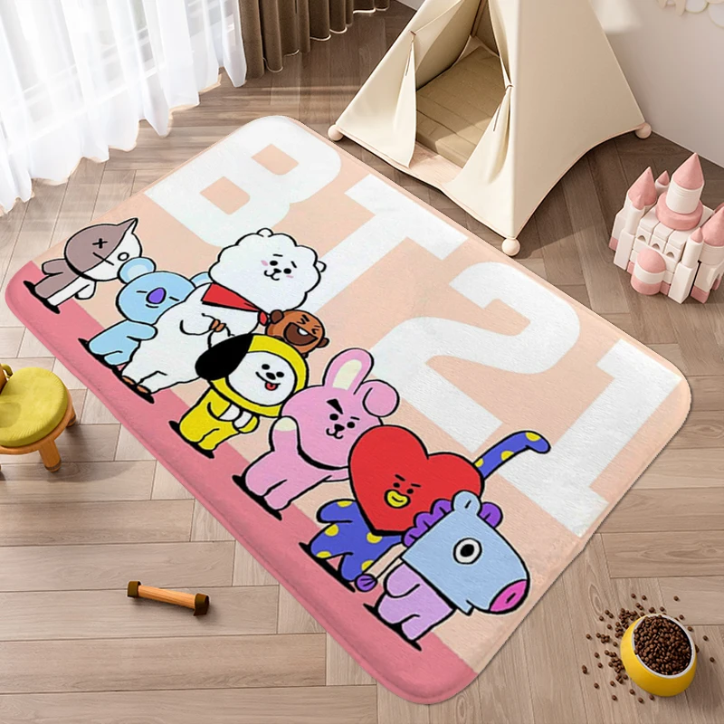 

Anime Rug A-Bt21s Aesthetic Washable Non-slip Rug Door Entrance Carpet for Kitchen Floor Mats Front Door Room Decorating Items