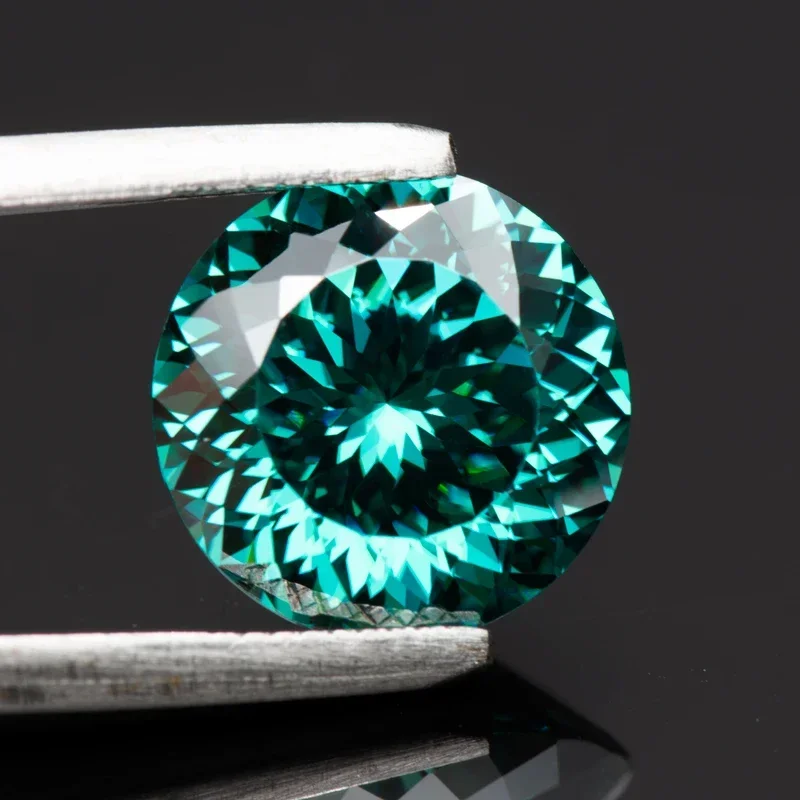 Moissanite Stones 100 Faces Cut Round Shape Emerald Green Primary Colours  DIY Jewelry Making Materials with GRA Certificate