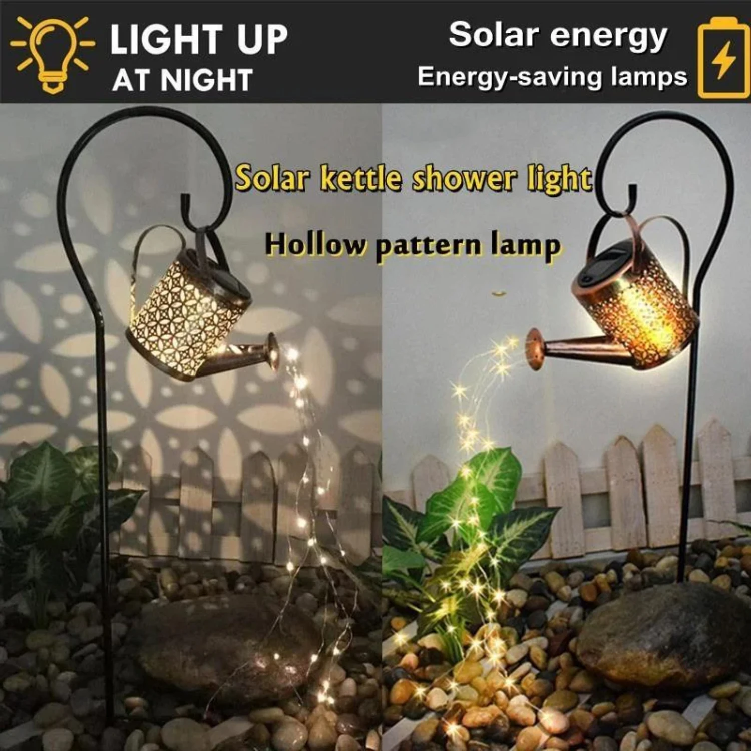 Luces solares de jardín, linterna colgante impermeable para decoración de Patio exterior, regadera Solar decorativa, luces para jardín