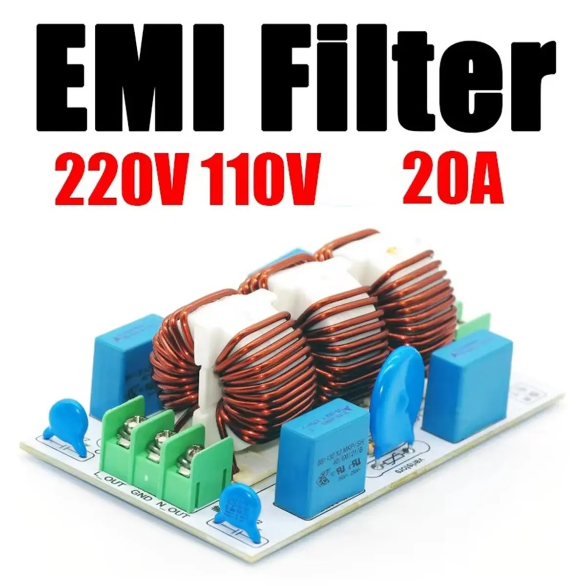 New AC 110V 220V EMC Filter Audio Power Supply Purifier Surge Overvoltage EMC Electromagnetic Interference 15A