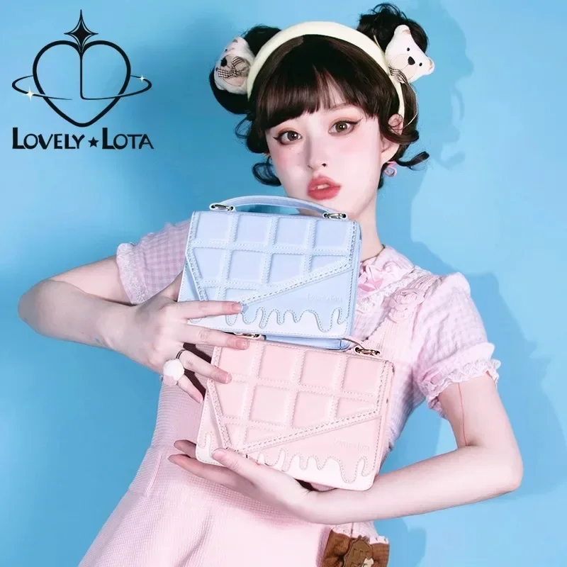 Japanese Sweet Square PU Crossbody Bags for Women All Match Lolita Hand Bag 2026 New JK Uniform Shoulder Bag Bow Bolso Mujer