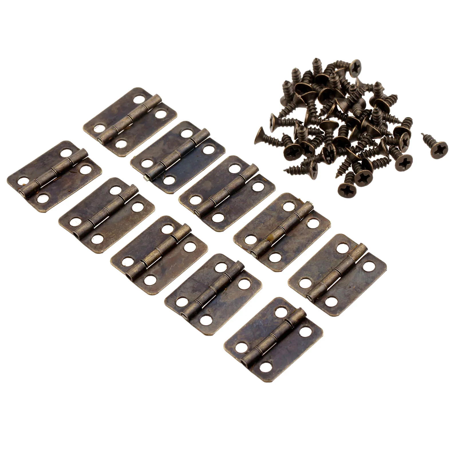 10Pcs Kitchen Cabinet Hinges Furniture Accessories 4 Holes Jewelry Boxes Hinge Furniture Fittings 16x13mm Antique Bronze/Gold