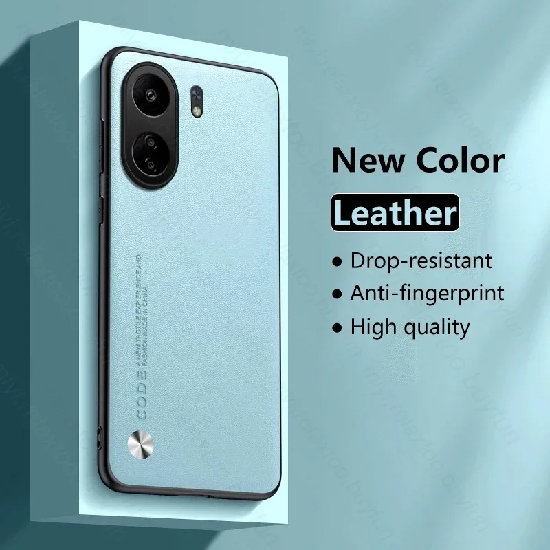 PocoC65 4G Case Luxury Plain Leather Back Cover For Xiaomi Poco C65 C 65 65C 4G 2310FPCA4G 6.74