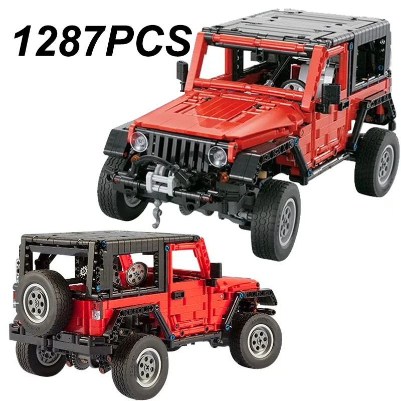 Technische 1287PCS Jeep Geländewagen Bausteine Pickup Lkw MOC Auto Modell Ziegel Spielzeug