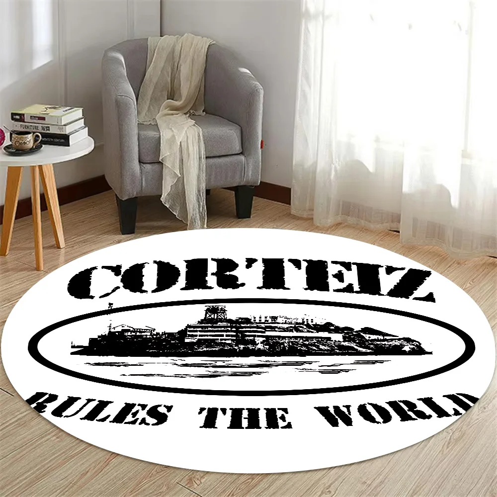 HD Printed Round Carpet for Living Room Bedroom Kitchene Rugs Mats Flannel Anti-Slip Rug Decoration Gift C-Corteizs