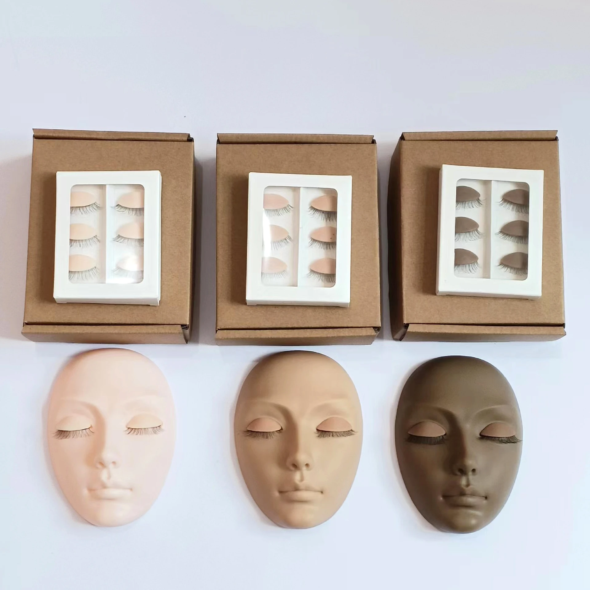 Multi Layer 1X1 Faux Real Lash Silicone Half Face Model Heads Practice Eyelash Extension Mannequin Half Head With Eyelid