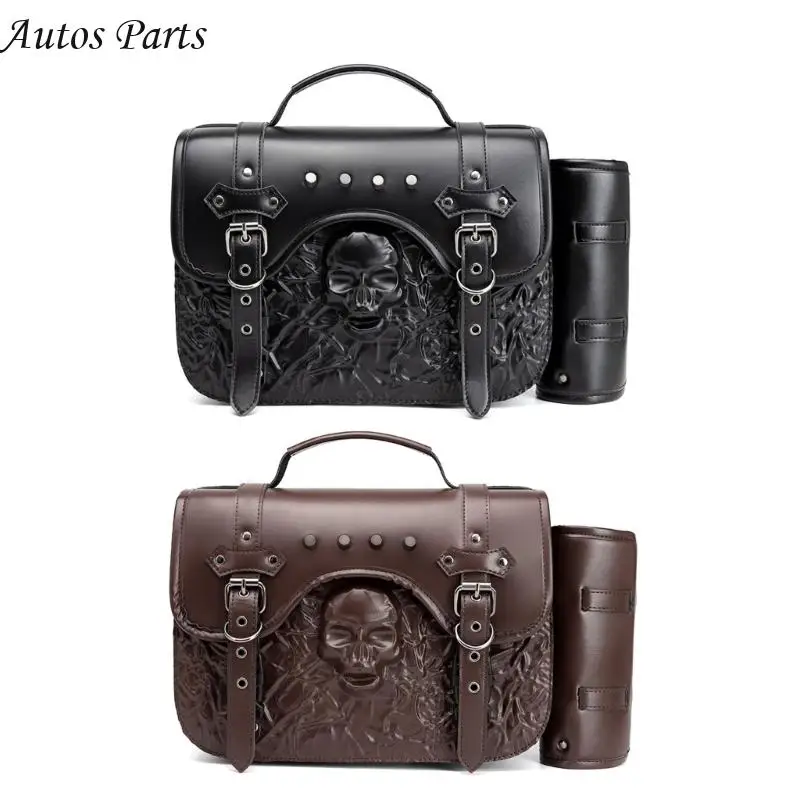 

57BA Motorcycle Tail Bag,Motorcycle Rear Bag Waterproof PU Leather Side Bag Motorbike Helmets Bag Luggage Storage