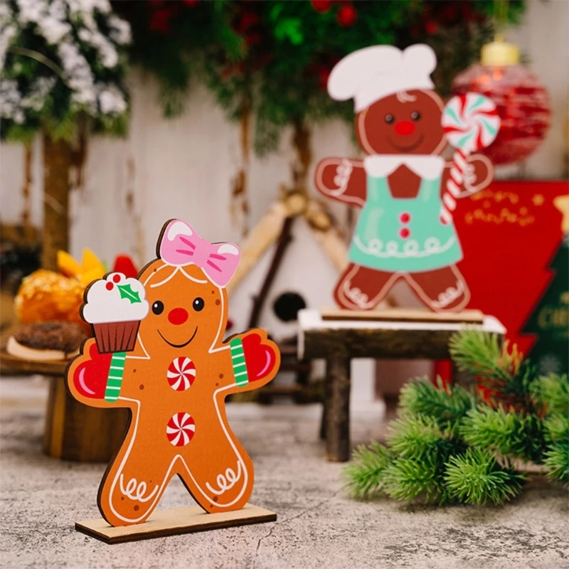 KX4B Set of 10 Gingerbreads Man Decorations Biscuit Man Ornament for Tabletop Christmas Gift for Family and Friend