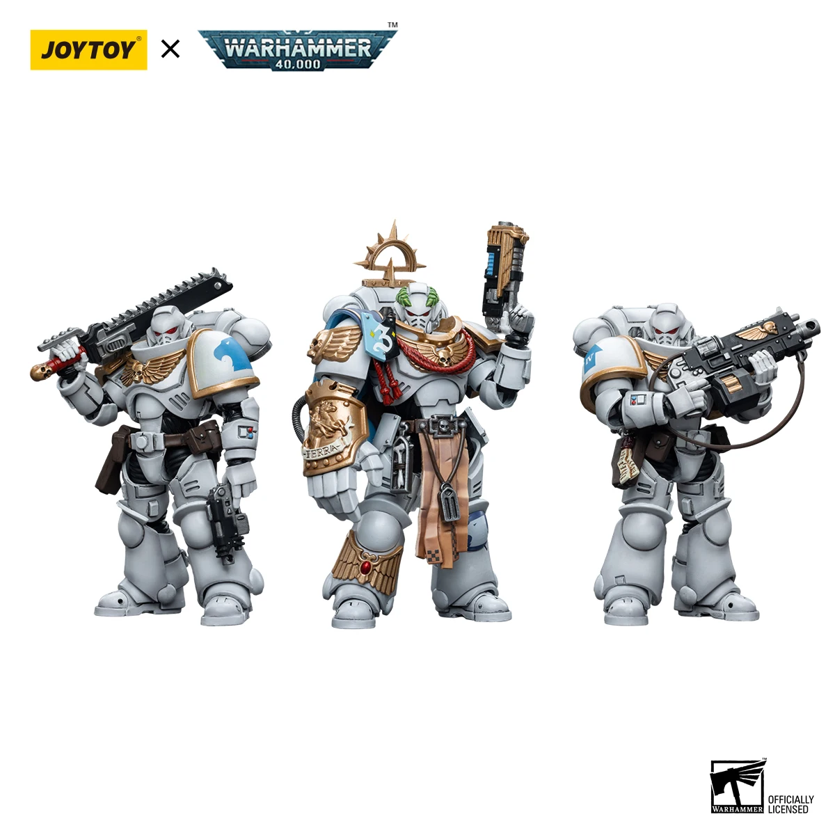 JOYTOY Warhammer 40k 1/18 Action Figure Anime 12cm Space Marines White Consuls Intercessors Captain Messinius Model Toys