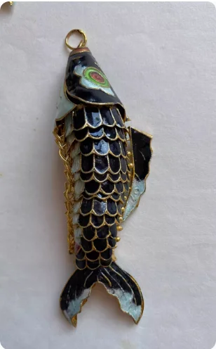 Vintage Cloisonne Enamel 4.72 inch Large Goldfish  Pendants DIY Animal Fish Charms Chinese Traditional Handicrafts Ornament