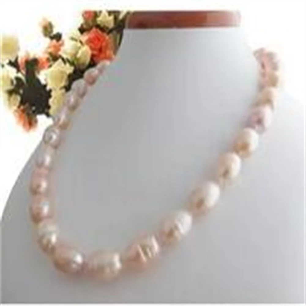 Klassieke 11-12Mm Echte Parel Natuurlijke Zee Barok Wit Roze Zwarte Parel Ketting 18 Inch