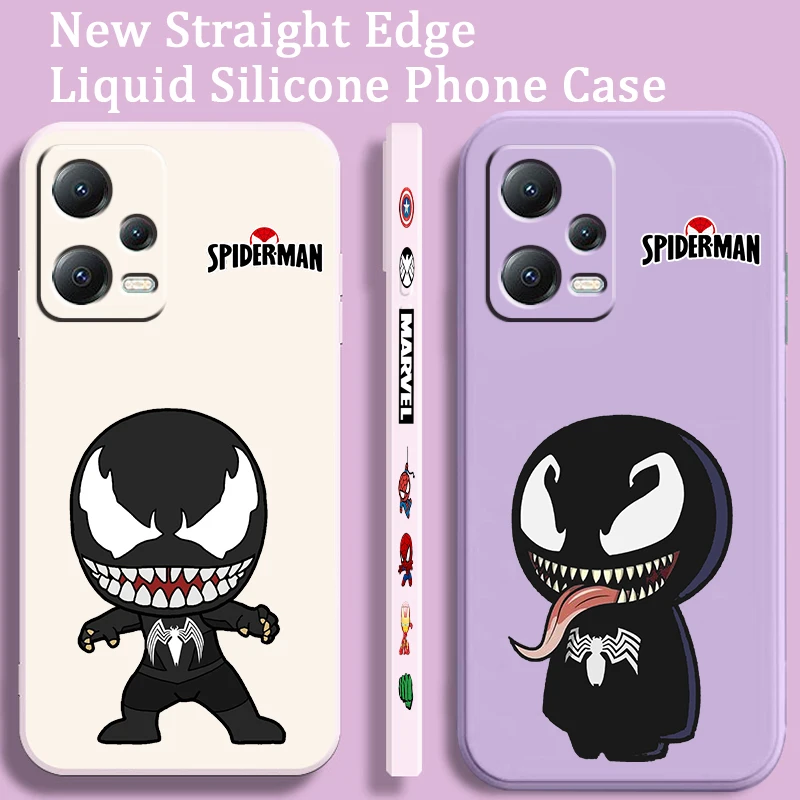 

Marvel Venom Cartoon Liquid Left Rope For Xiaomi Redmi Note 13 12 12S 12R 11 11T 11S 10 10S Pro Plus 5G Back Phone Case
