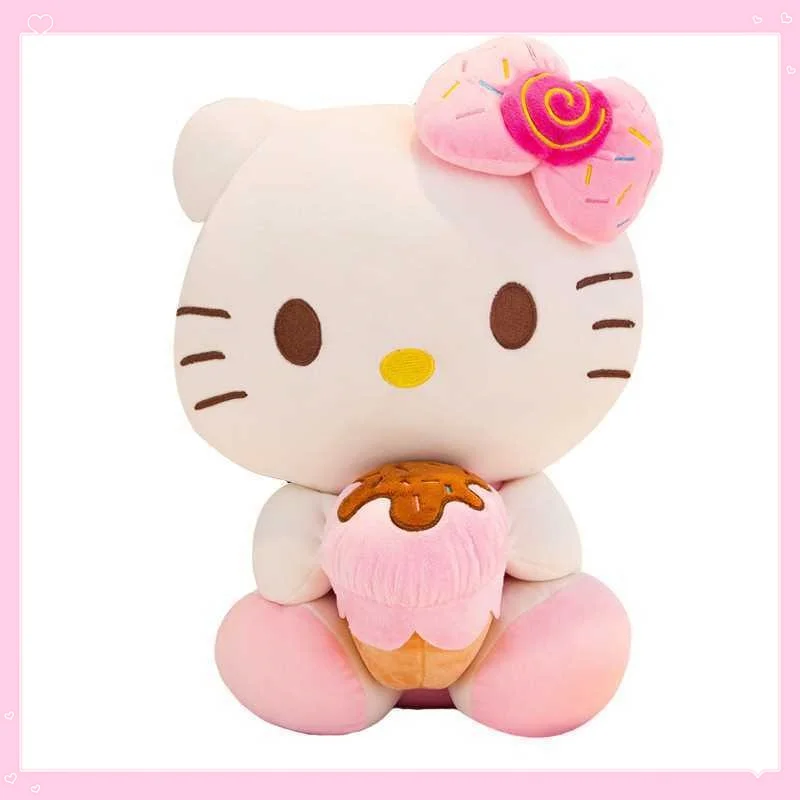

New Hot Hello Kitty Kawaii Anime Plush Toy Cute Ice Cream Kitty Stuffed Soft Doll Children's Birthday Gift Room Decoration
