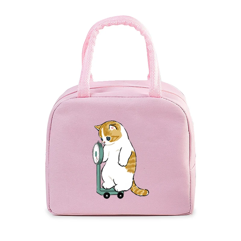 Borsa per il pranzo per donna uomo isolata portatile Cartoon Comic Cats Series multifunzionale Bento Bag Thermal School Food Kids Handbag